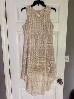 Xhilaration Cream Lace High-Low Dress